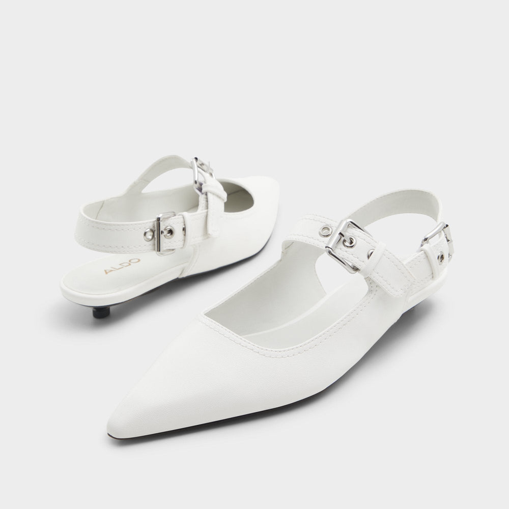 White Kellya White Women's Slingbacks - Sling back high heel, Kitten heel | Aldo