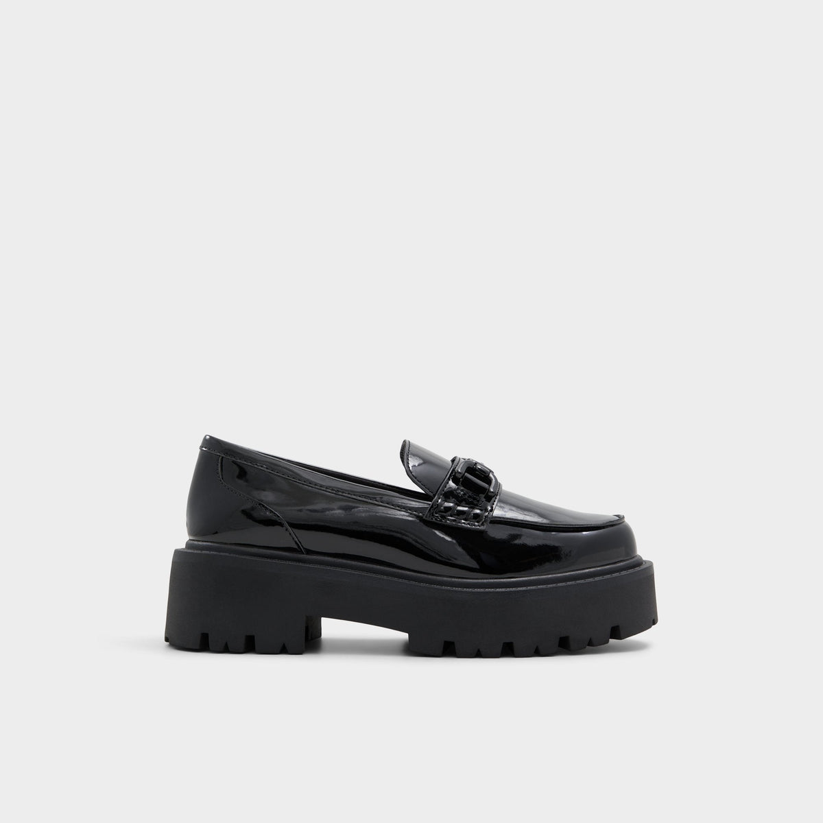 Black Oneameth Black Synthetic Patent Women's Loafers & Oxfords - Loafer, Lug sole | Aldo