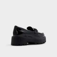 Black Oneameth Black Synthetic Patent Women's Loafers & Oxfords - Loafer, Lug sole | Aldo