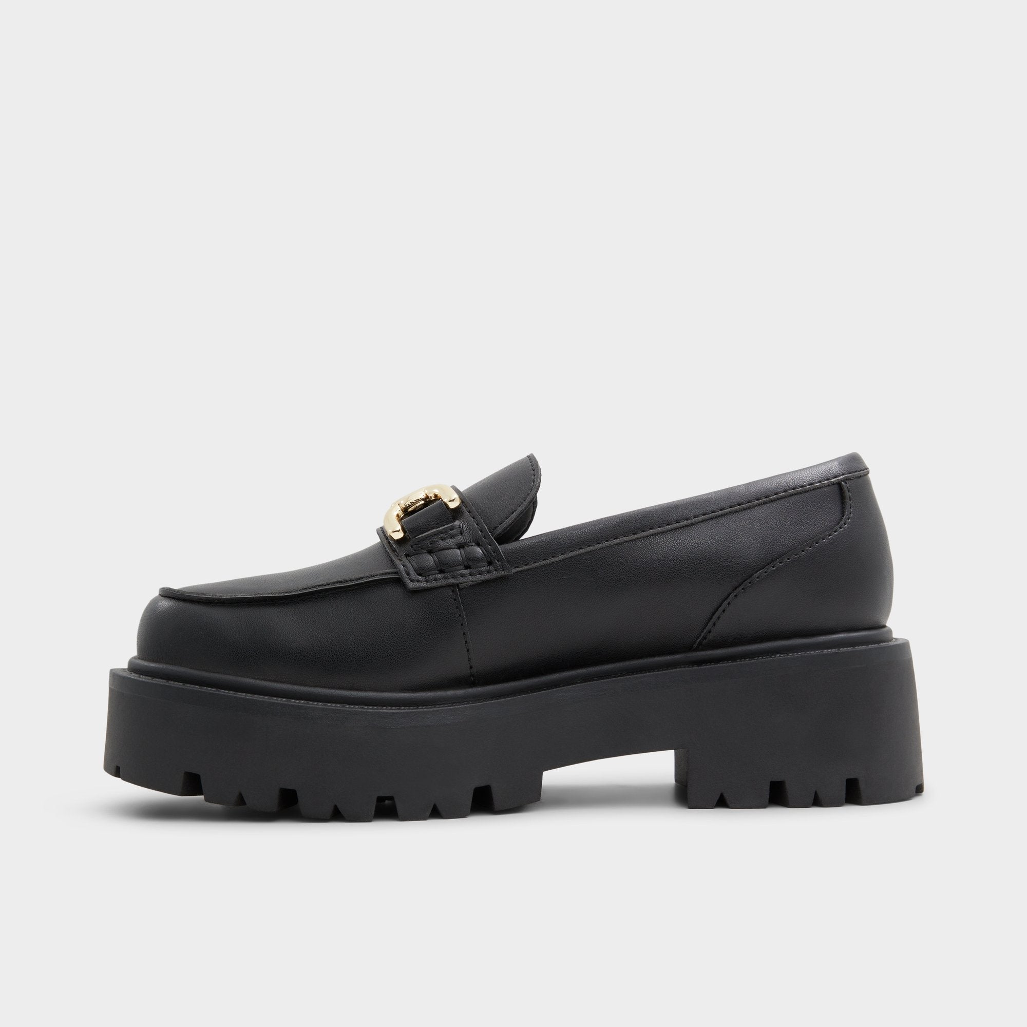 Black Oneameth Black Synthetic Smooth Women's Loafers & Oxfords - Loafer, Lug sole | Aldo