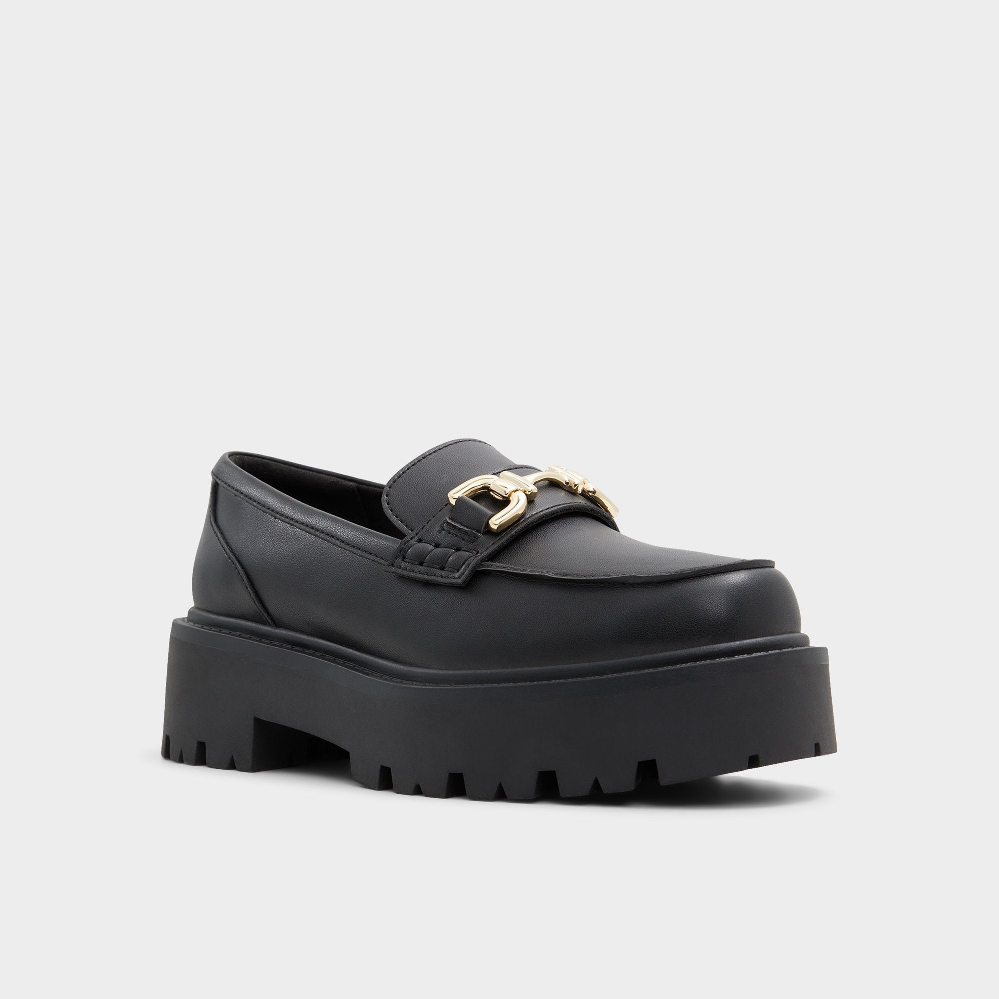 Black Oneameth Black Synthetic Smooth Women's Loafers & Oxfords - Loafer, Lug sole | Aldo