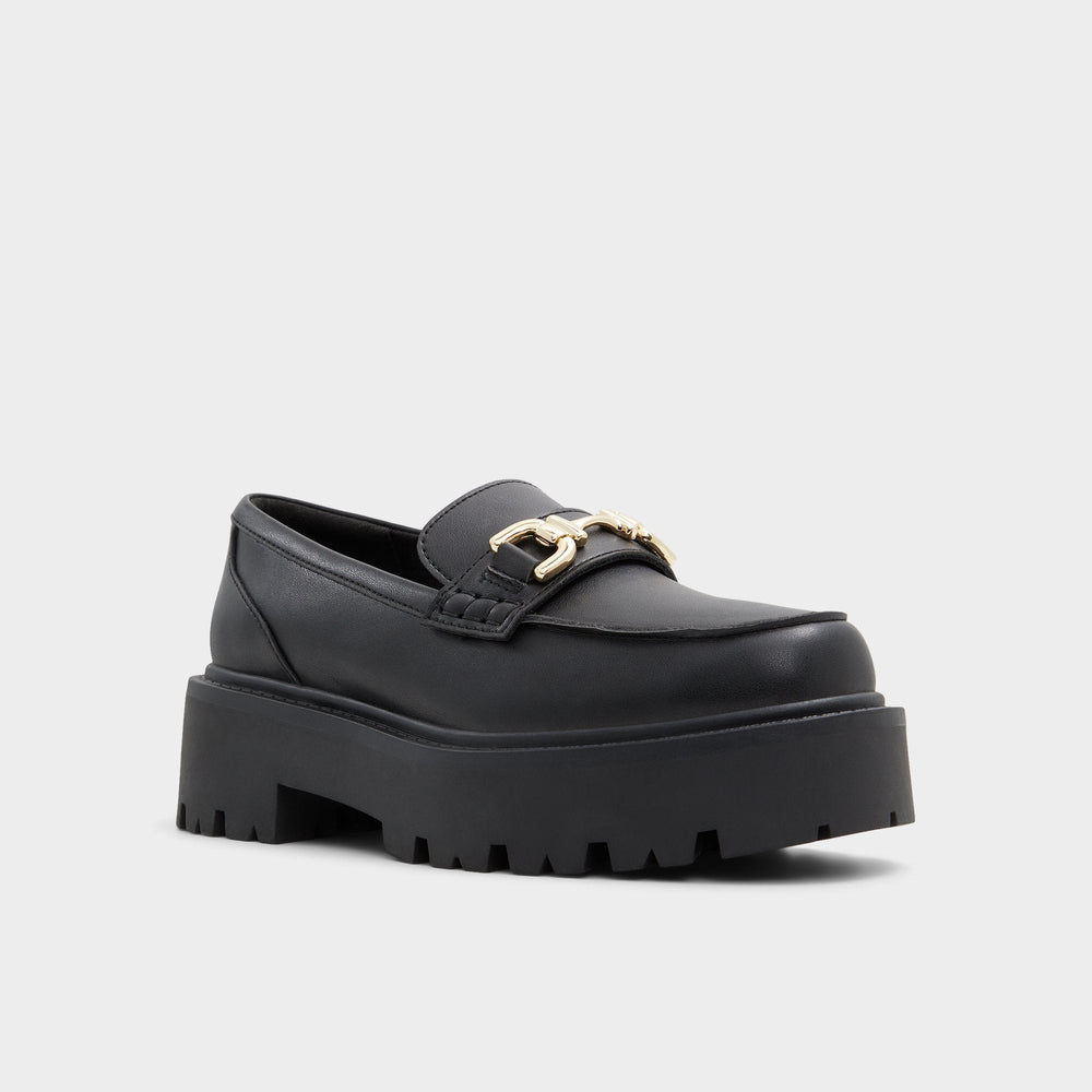 Black Oneameth Black Synthetic Smooth Women's Loafers & Oxfords - Loafer, Lug sole | Aldo