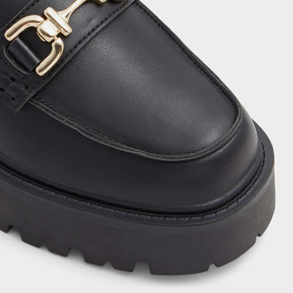 Black Oneameth Black Synthetic Smooth Women's Loafers & Oxfords - Loafer, Lug sole | Aldo