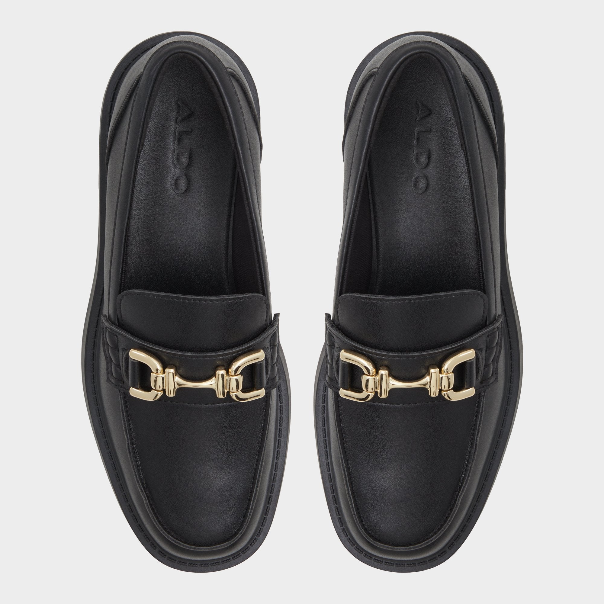 Black Oneameth Black Synthetic Smooth Women's Loafers & Oxfords - Loafer, Lug sole | Aldo