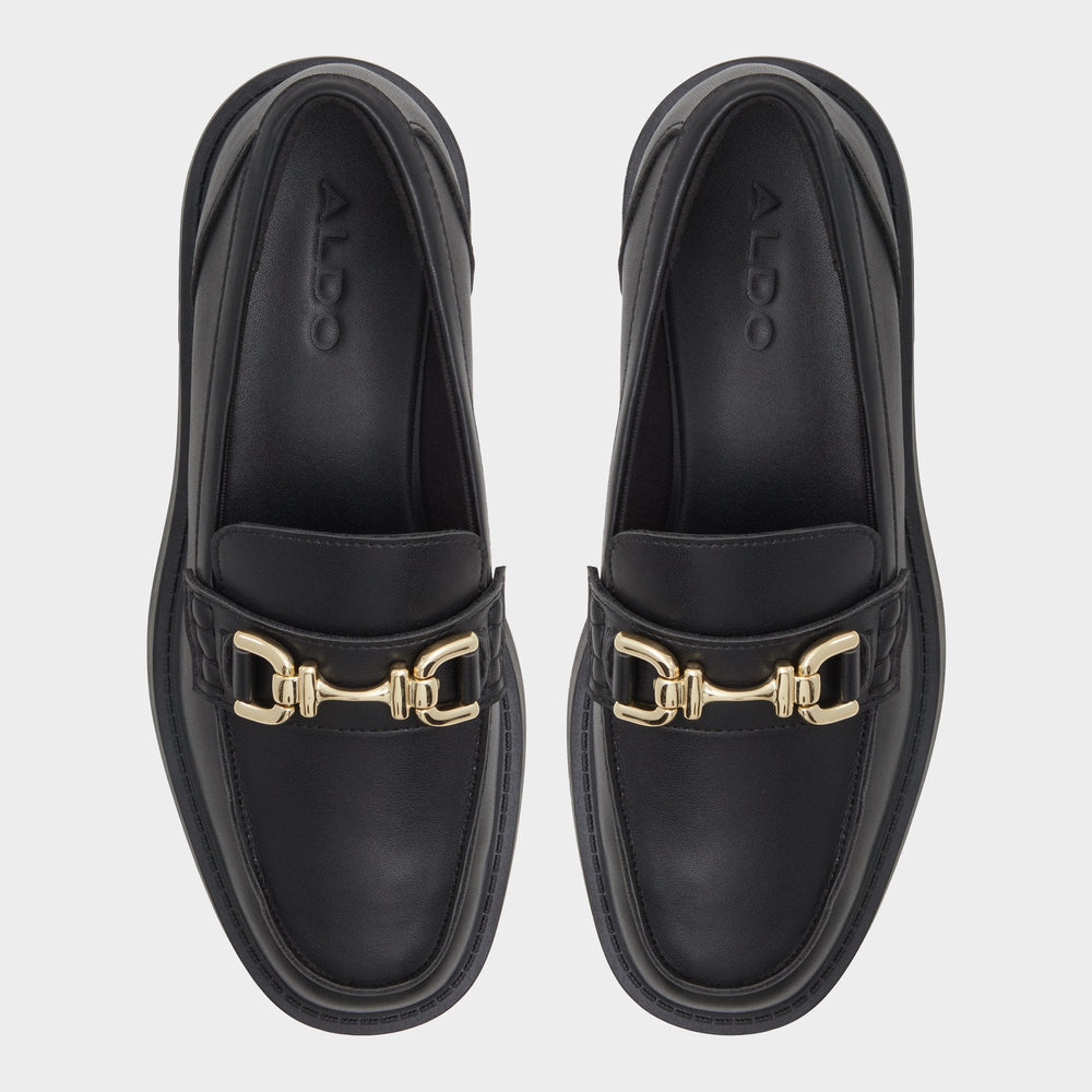 Black Oneameth Black Synthetic Smooth Women's Loafers & Oxfords - Loafer, Lug sole | Aldo