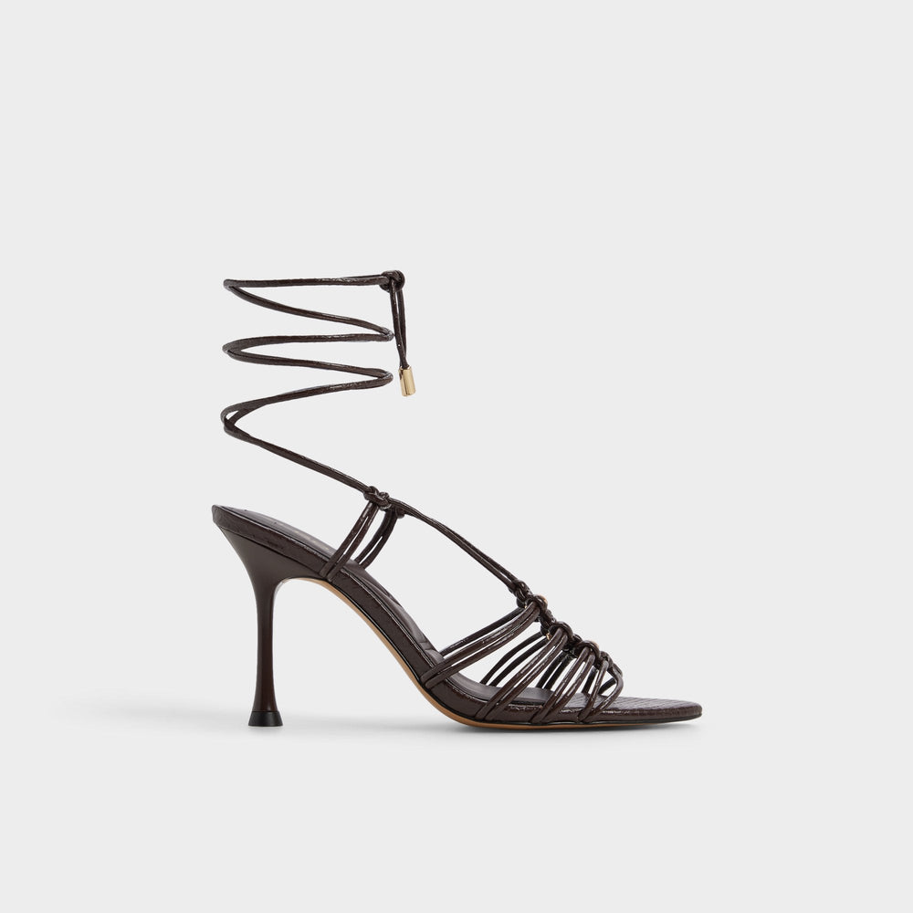 Dark brown Curacao in Dark Brown - Strappy heeled sandal, Stiletto heel | Aldo