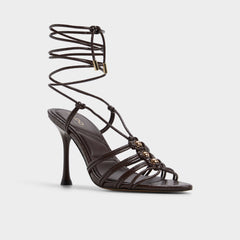 Dark brown Curacao in Dark Brown - Strappy heeled sandal, Stiletto heel | Aldo