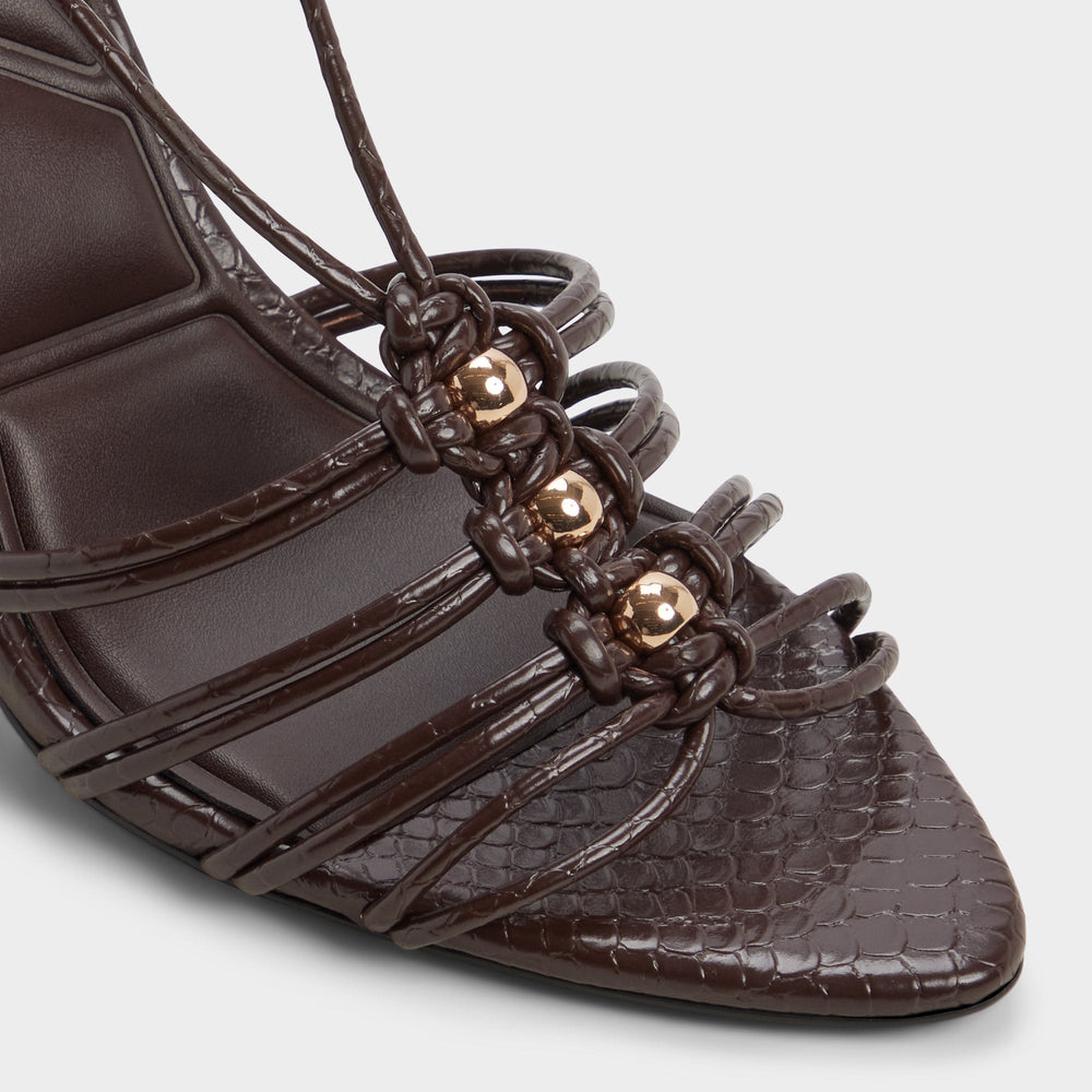 Dark brown Curacao in Dark Brown - Strappy heeled sandal, Stiletto heel | Aldo