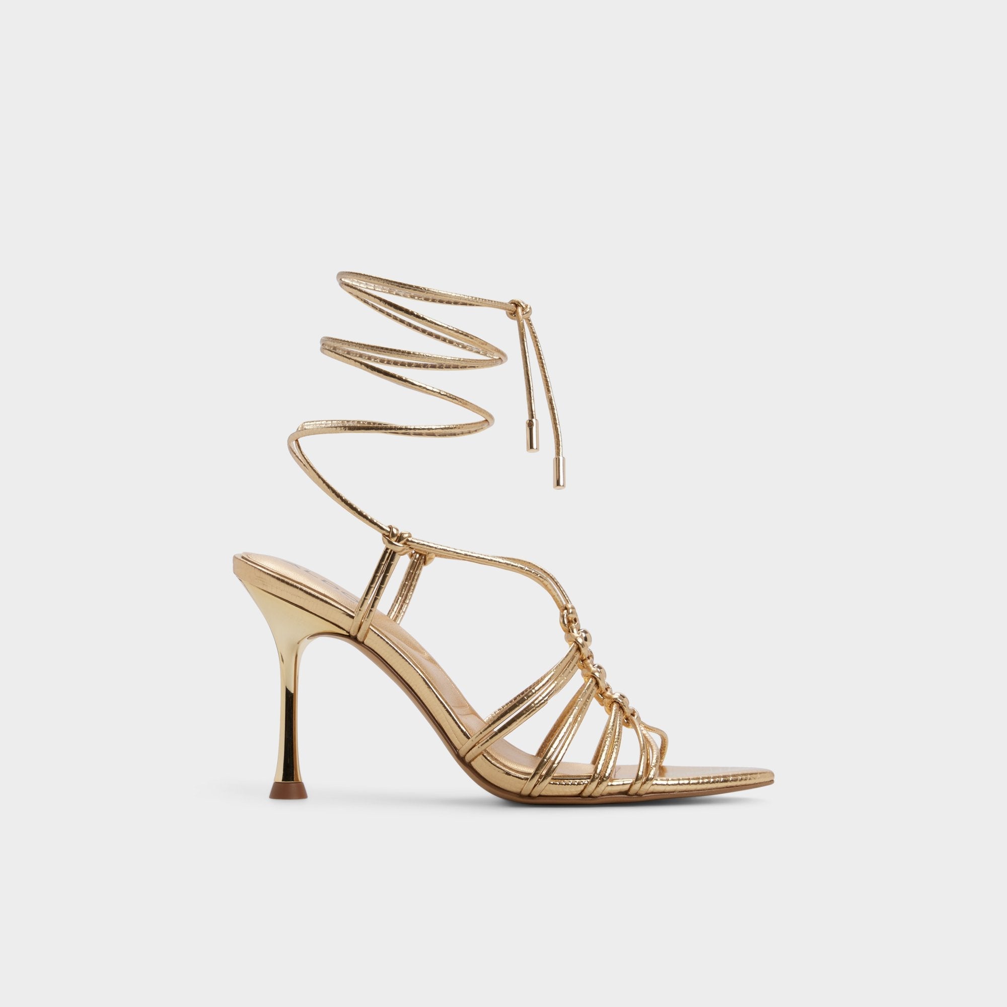 Gold Curacao in Gold - Strappy heeled sandal, Stiletto heel | Aldo