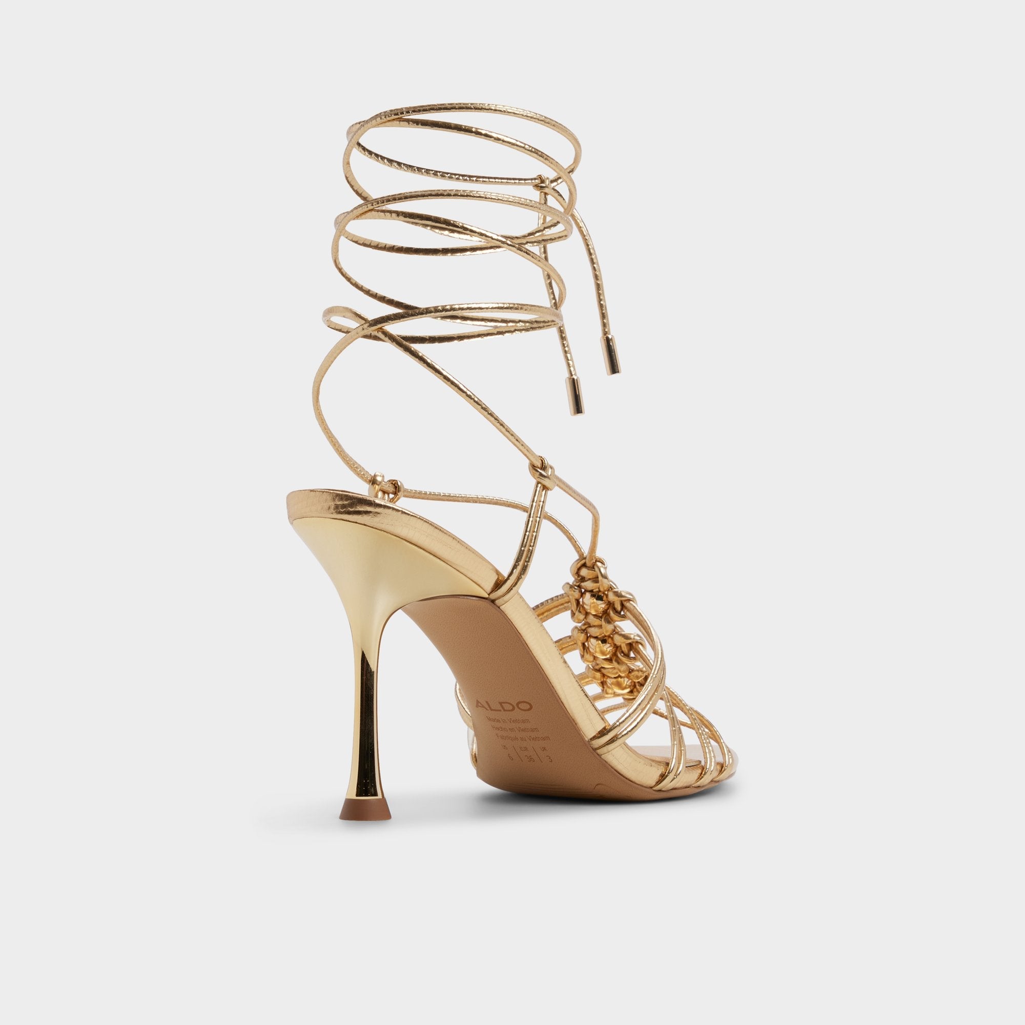 Gold Curacao in Gold - Strappy heeled sandal, Stiletto heel | Aldo
