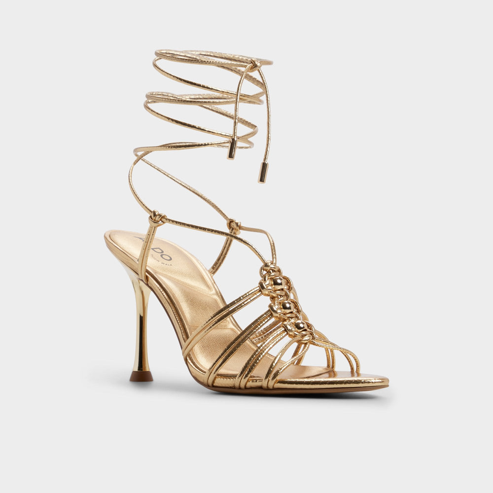 Gold Curacao in Gold - Strappy heeled sandal, Stiletto heel | Aldo