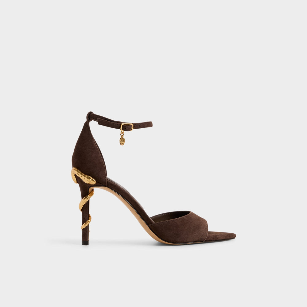 Dark brown Medeza in Dark Brown - Strappy heeled sandal | Aldo