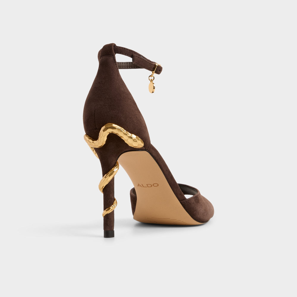 Dark brown Medeza in Dark Brown - Strappy heeled sandal | Aldo