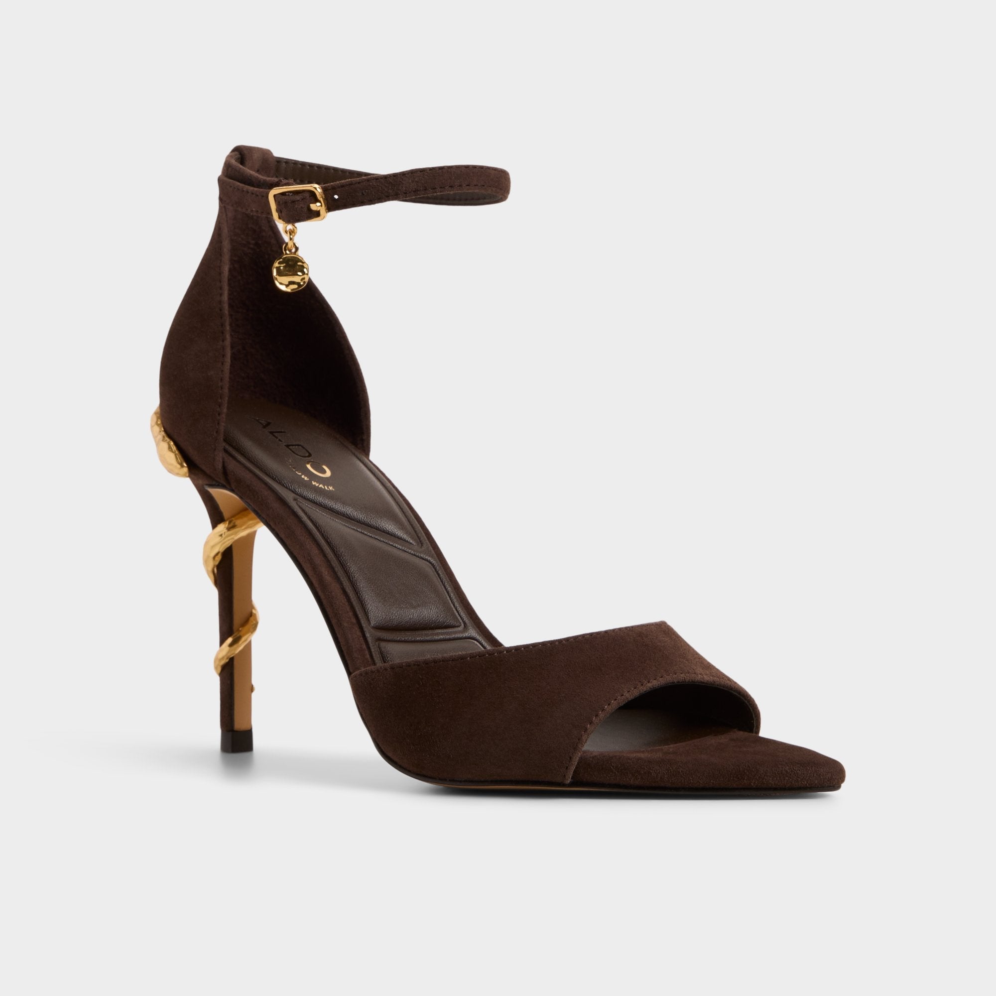Dark brown Medeza in Dark Brown - Strappy heeled sandal | Aldo