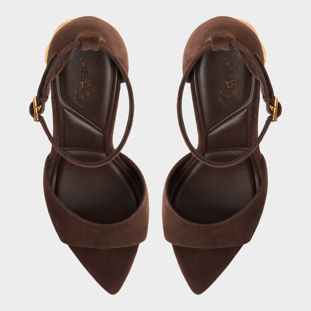 Dark brown Medeza in Dark Brown - Strappy heeled sandal | Aldo