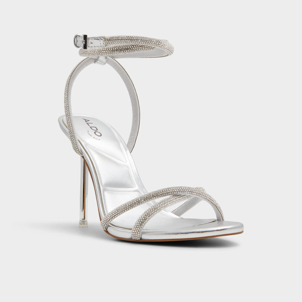 Silver Manaelden Silver Women's Heeled sandals - Strappy heeled sandal, Stiletto heel | Aldo