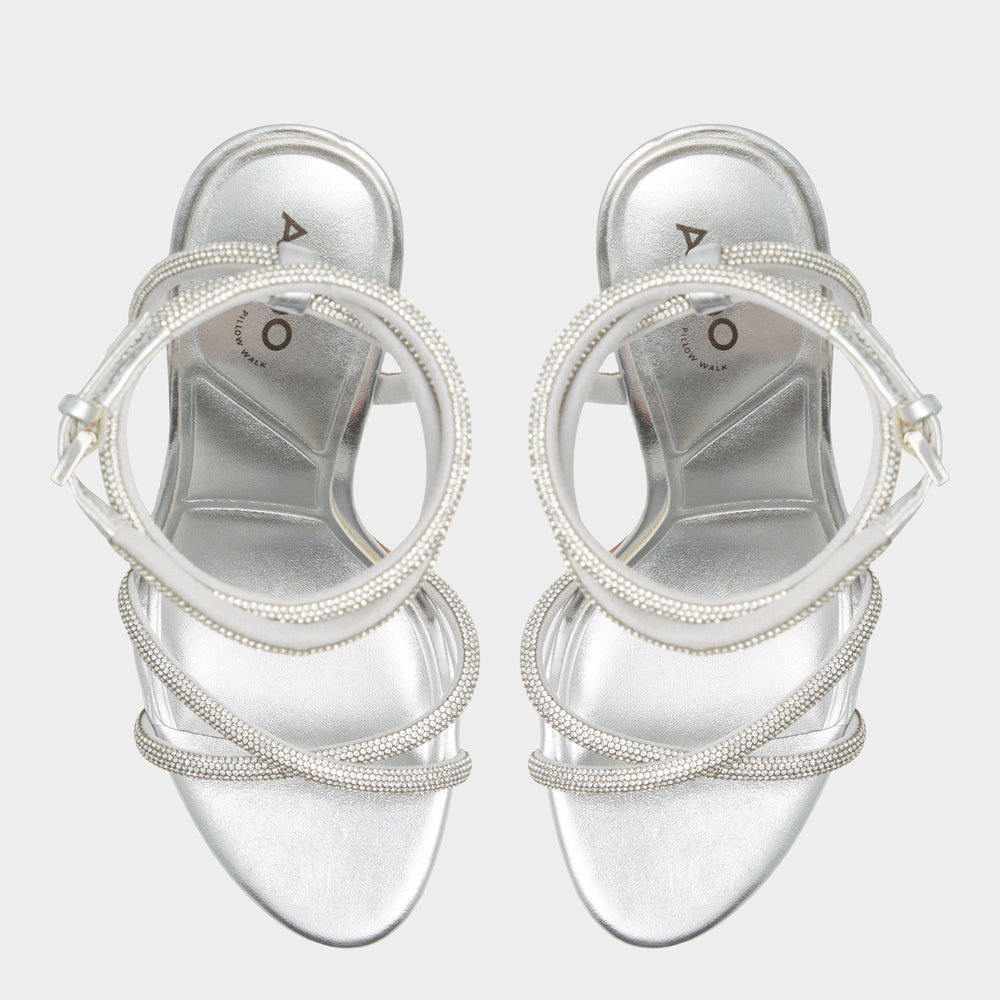 Silver Manaelden Silver Women's Heeled sandals - Strappy heeled sandal, Stiletto heel | Aldo