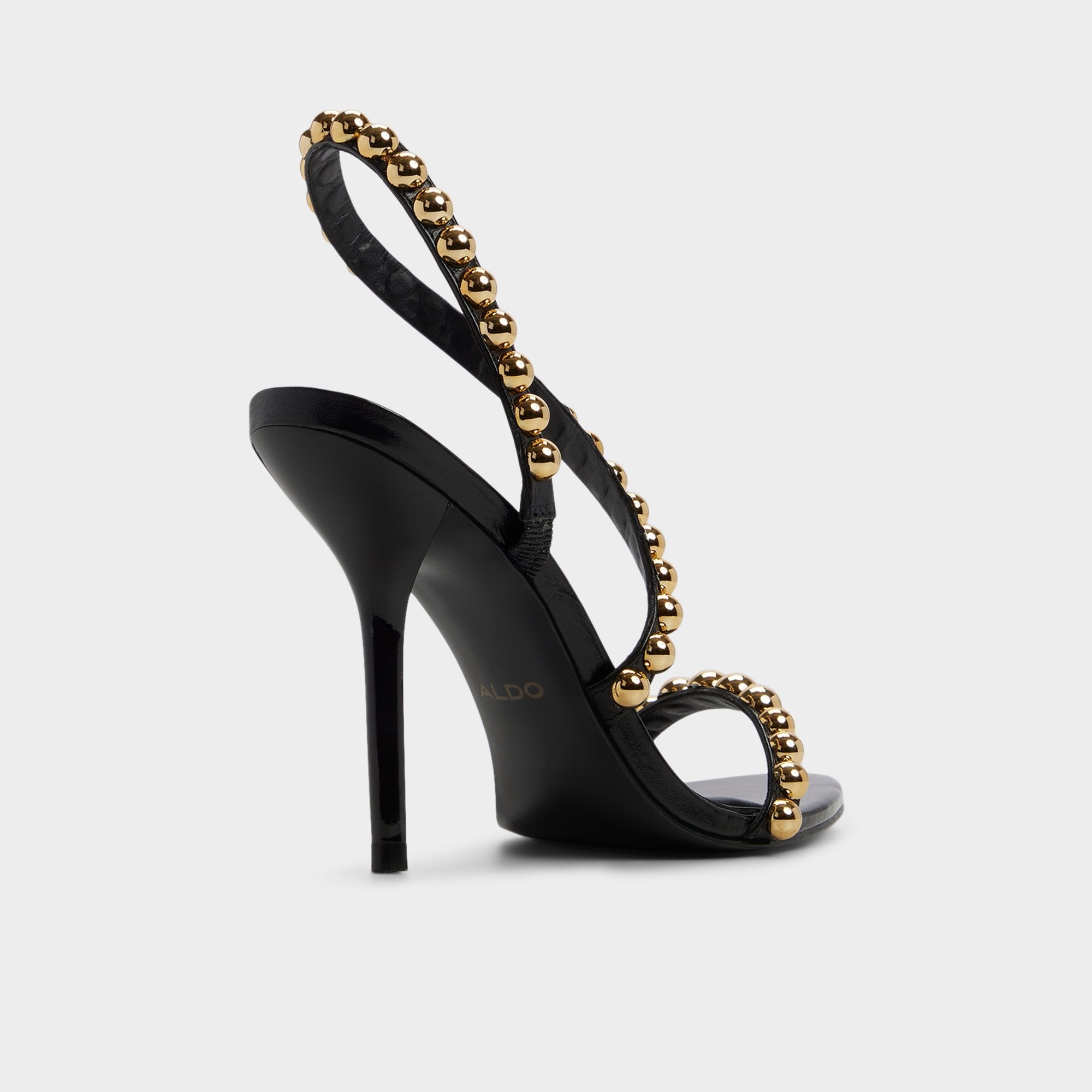Black Attey in Black - Strappy heeled sandal, Stiletto heel | Aldo