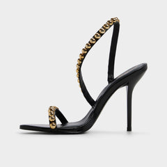 Black Attey in Black - Strappy heeled sandal, Stiletto heel | Aldo