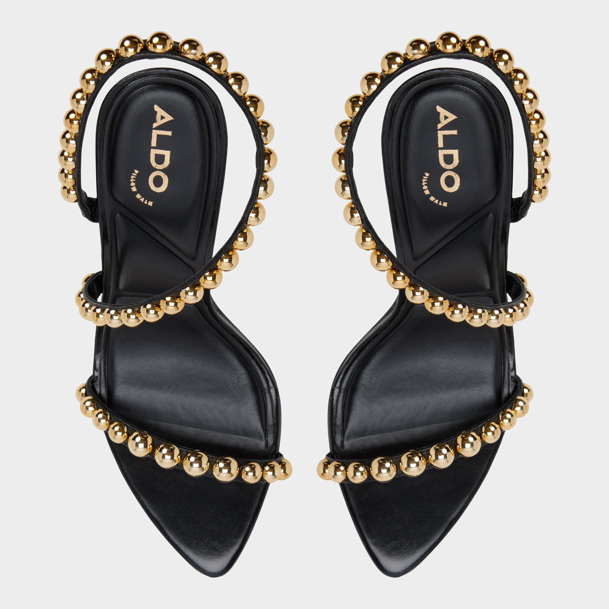 Black Attey in Black - Strappy heeled sandal, Stiletto heel | Aldo
