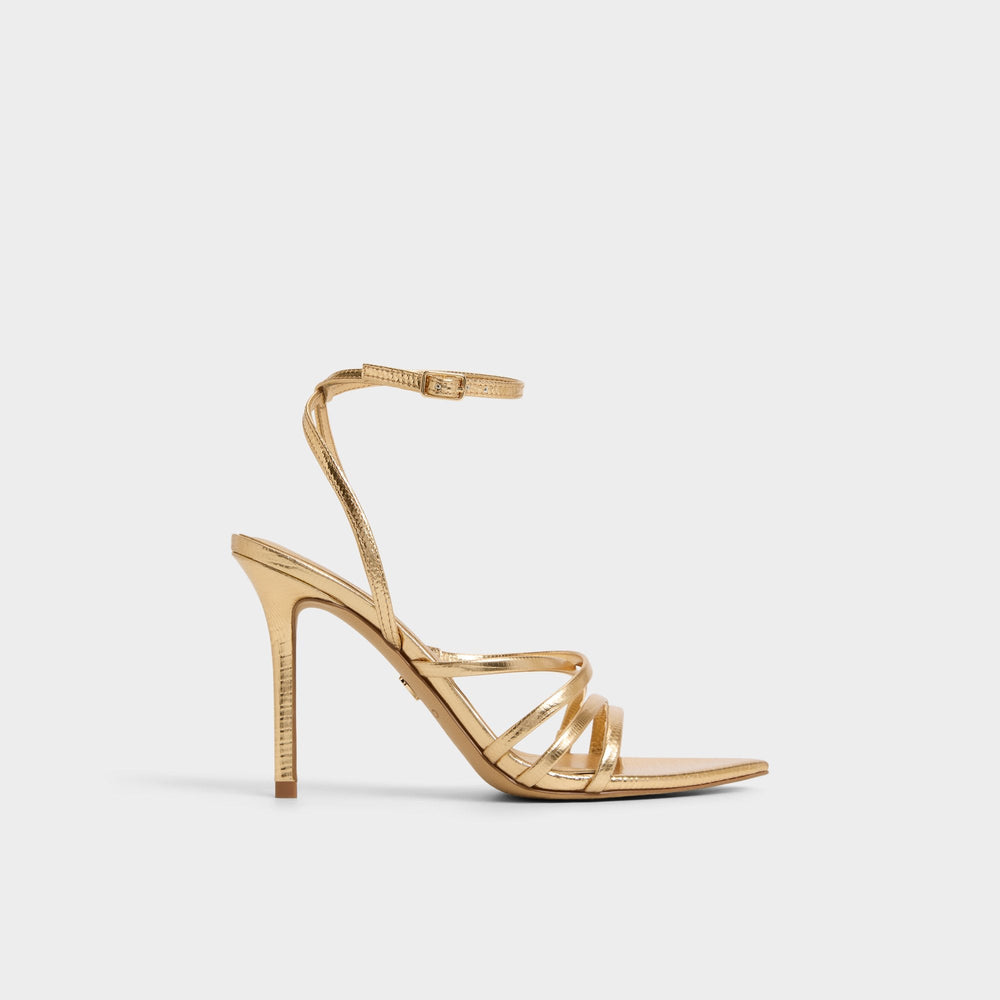 Gold Solania Gold Women's Heeled sandals - Strappy heeled sandal, Stiletto heel | Aldo