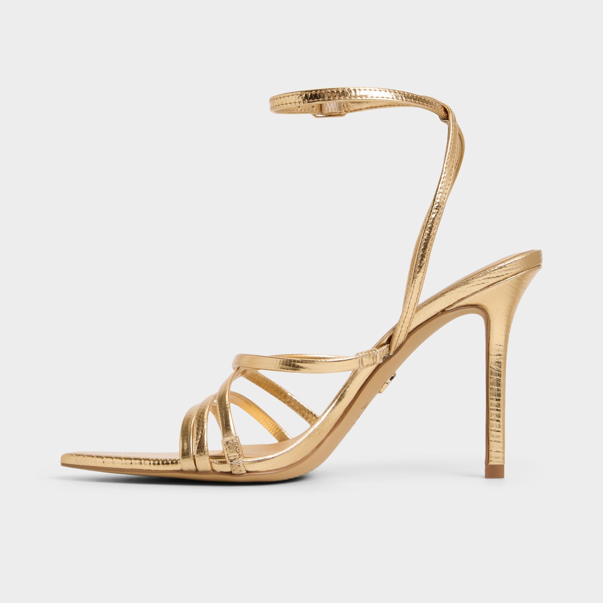 Gold Solania Gold Women's Heeled sandals - Strappy heeled sandal, Stiletto heel | Aldo
