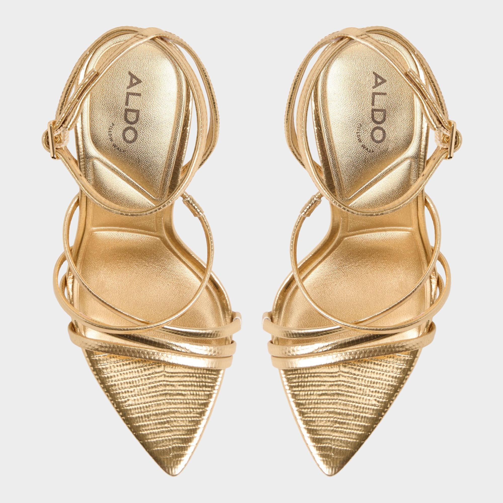 Gold Solania Gold Women's Heeled sandals - Strappy heeled sandal, Stiletto heel | Aldo