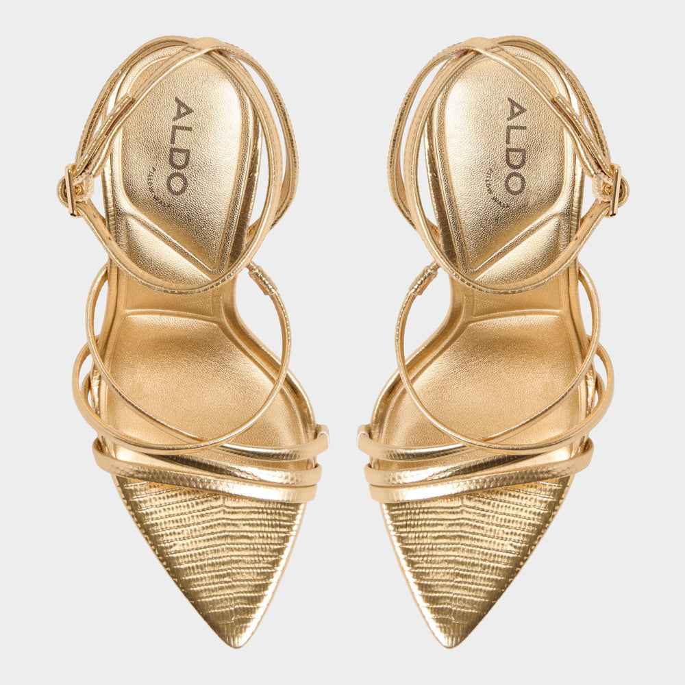 Gold Solania Gold Women's Heeled sandals - Strappy heeled sandal, Stiletto heel | Aldo