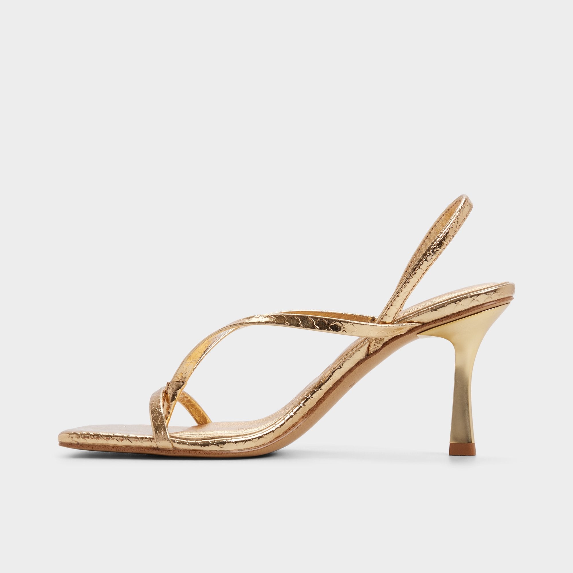 Gold Riva in Gold 14213553 - Sling back heeled sandal, Stiletto heel | Aldo