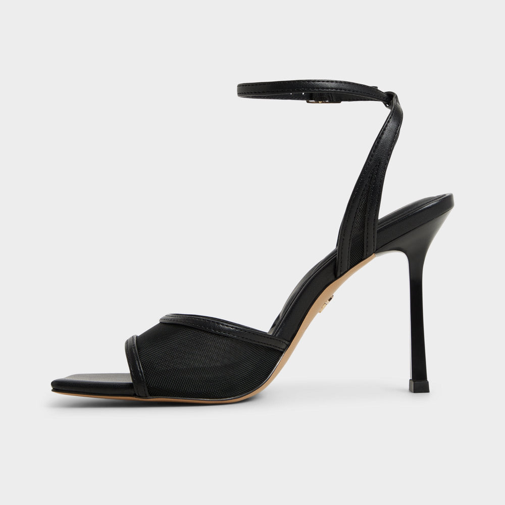 Black Sharra in Black 14119591 - Strappy heeled sandal, Stiletto heel | Aldo