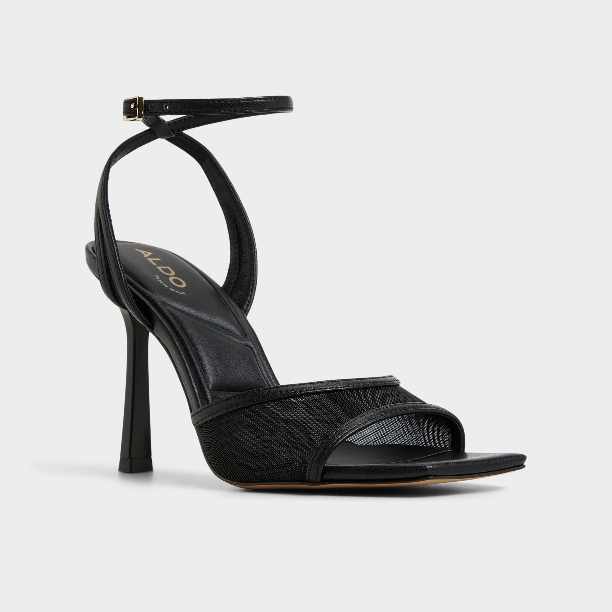Black Sharra in Black 14119591 - Strappy heeled sandal, Stiletto heel | Aldo