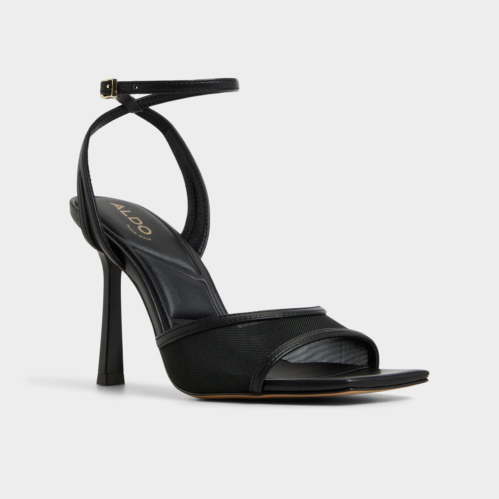 Black Sharra in Black 14119591 - Strappy heeled sandal, Stiletto heel | Aldo