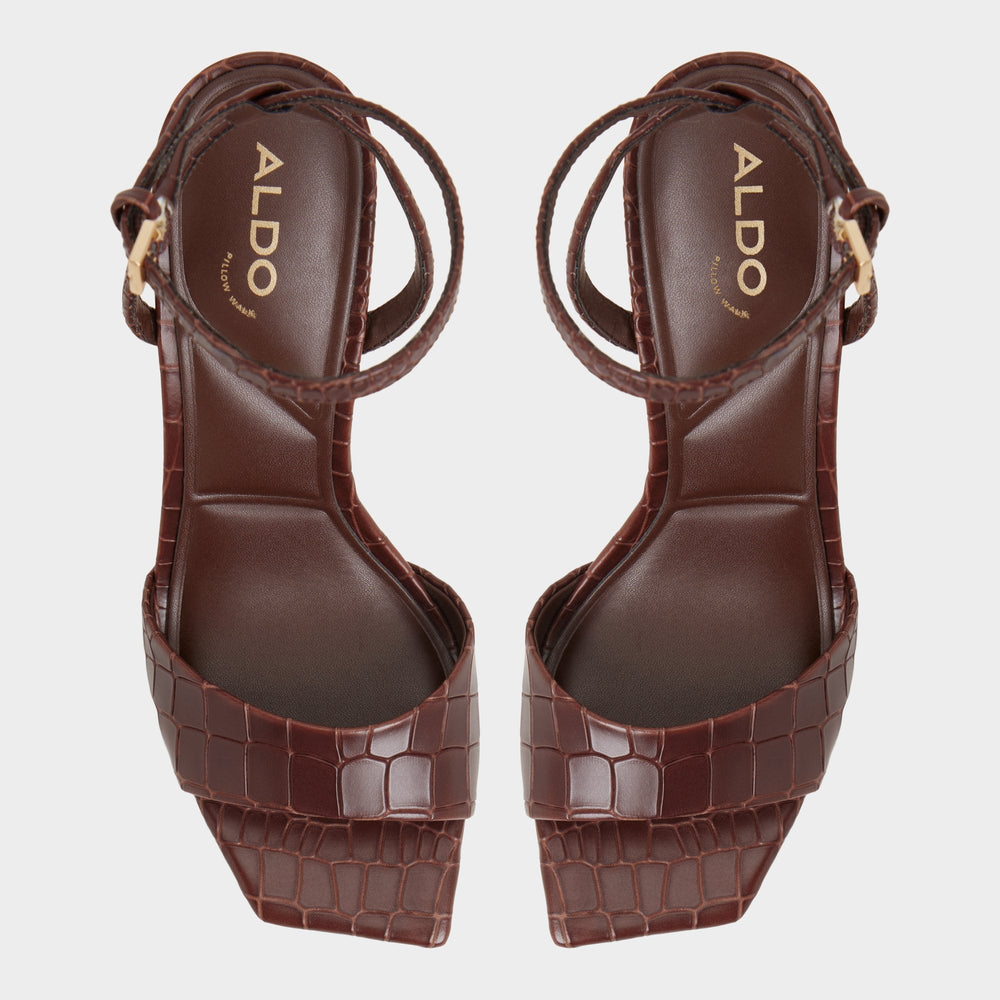 Dark Brown Harmonious in Dark Brown - Strappy heeled sandal | Aldo