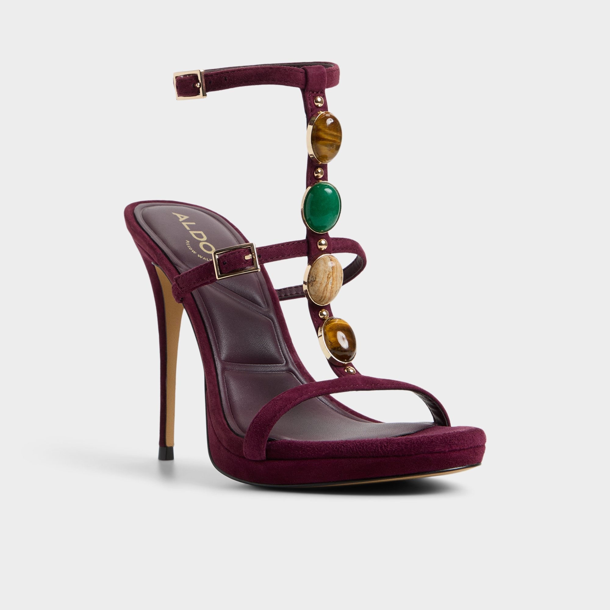 Bordo Opalia in Bordo - Strappy heeled sandal, Platform | Aldo