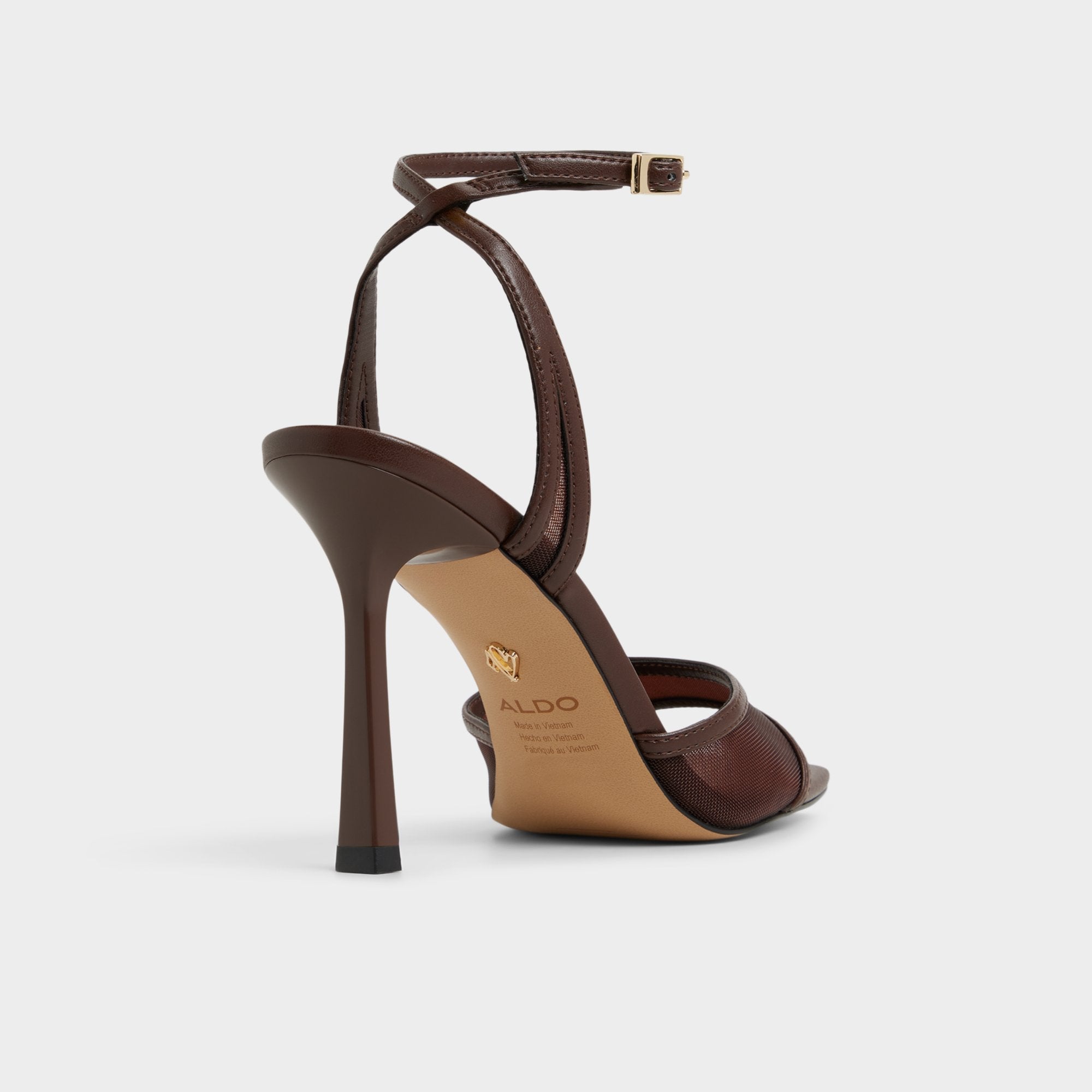 Dark Brown Sharra in Dark Brown - Strappy heeled sandal, Stiletto heel | Aldo