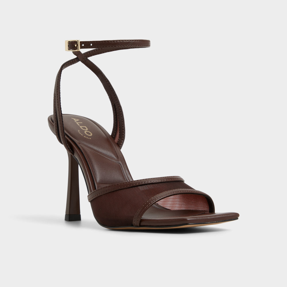 Dark Brown Sharra in Dark Brown - Strappy heeled sandal, Stiletto heel | Aldo