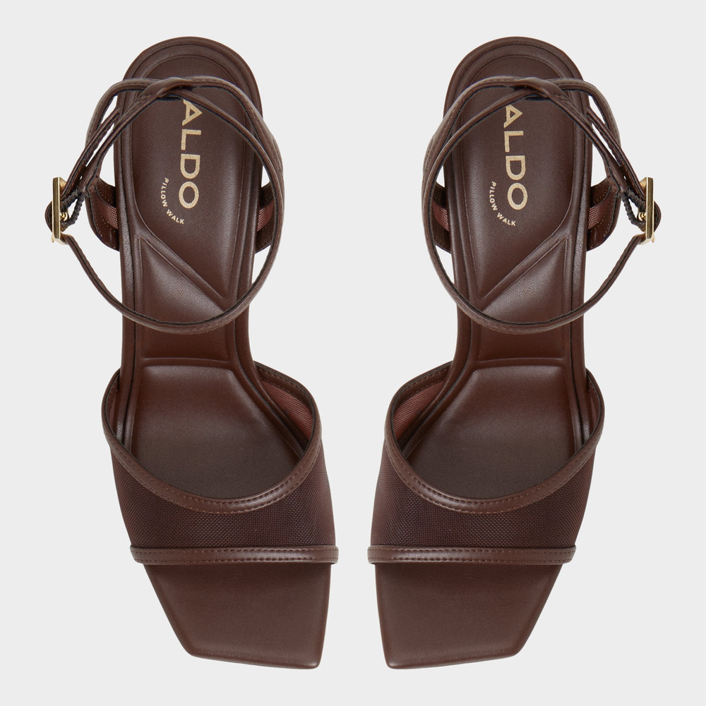 Dark Brown Sharra in Dark Brown - Strappy heeled sandal, Stiletto heel | Aldo