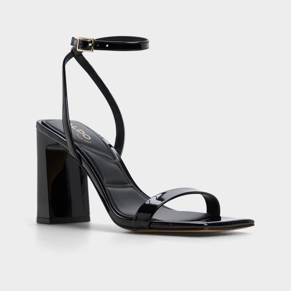Black Azzira in Black - Strappy heeled sandal, Block heel | Aldo