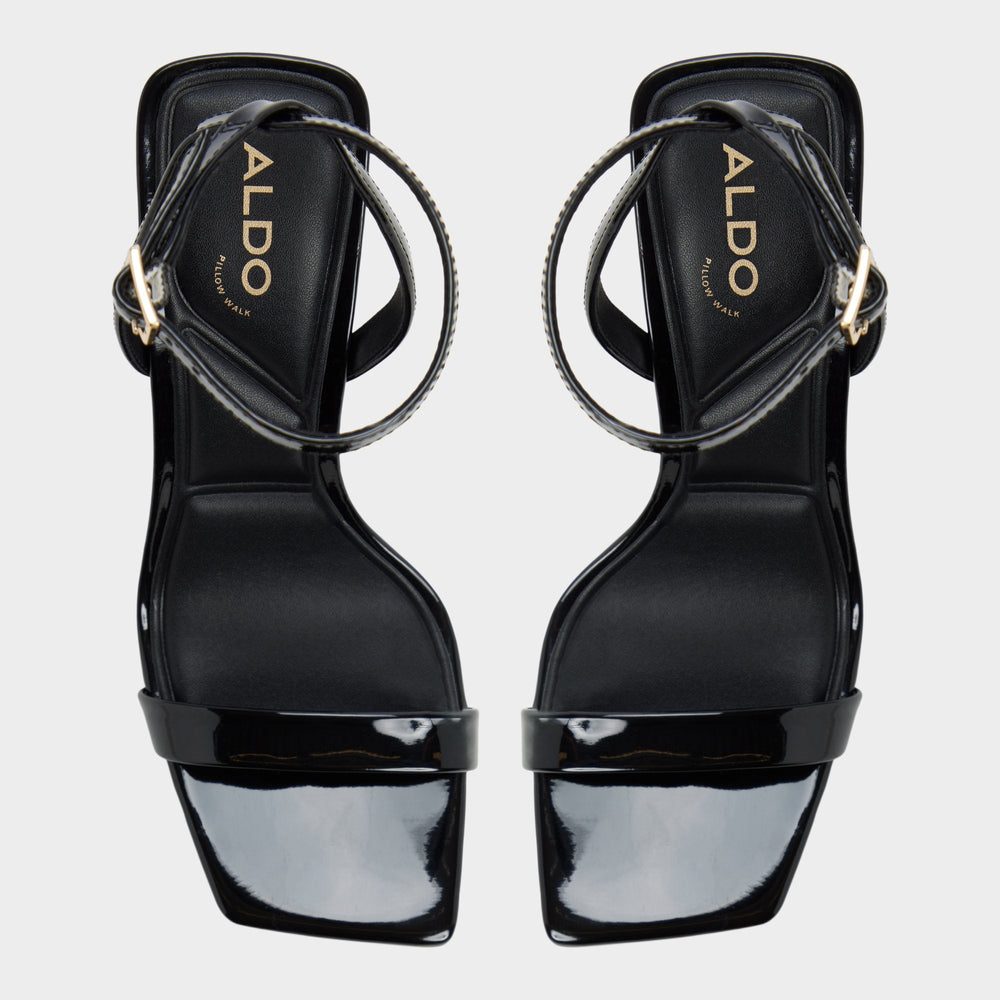 Black Azzira in Black - Strappy heeled sandal, Block heel | Aldo