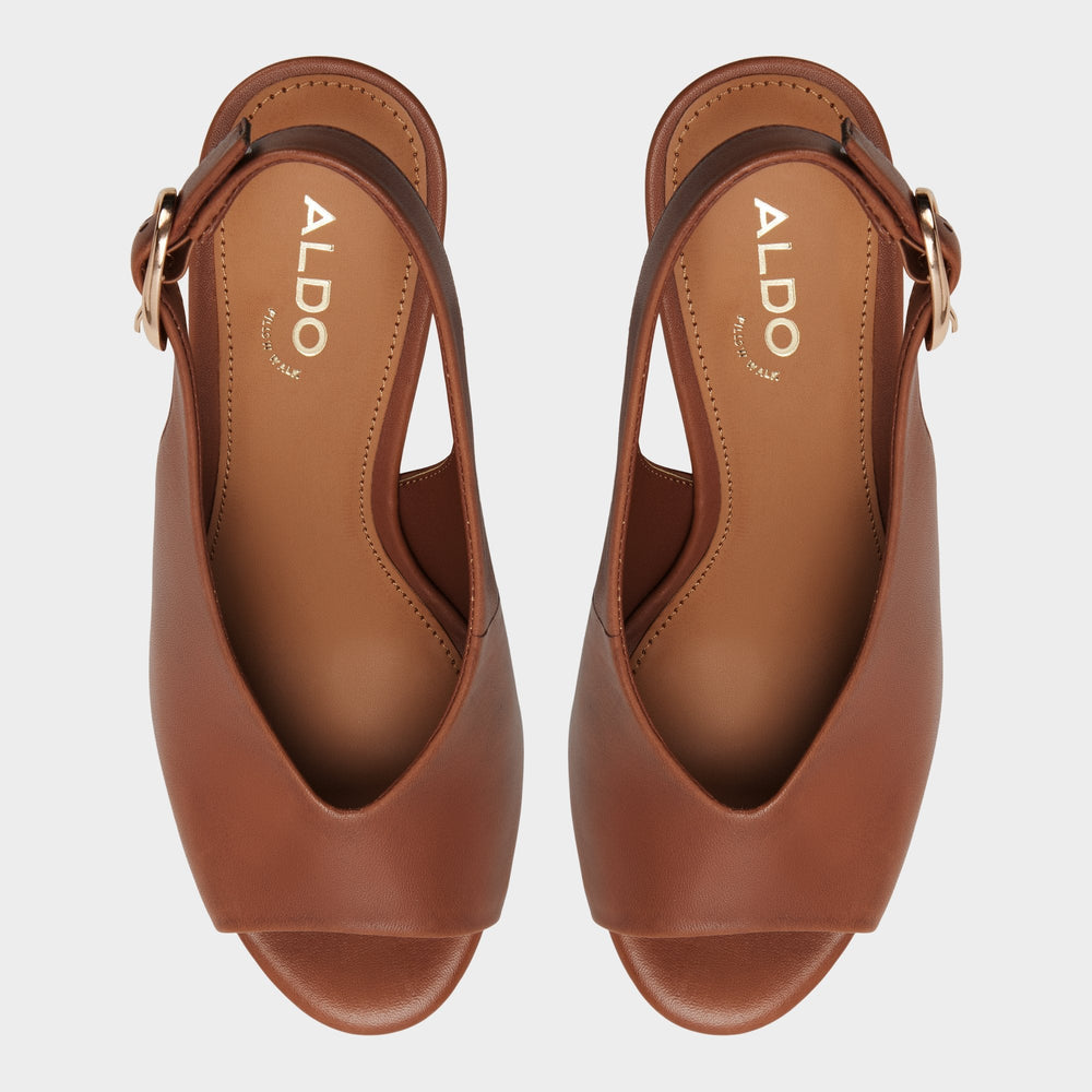 Dark brown Tatianah in Dark Brown - Sling back heeled sandal, Wedge heel | Aldo
