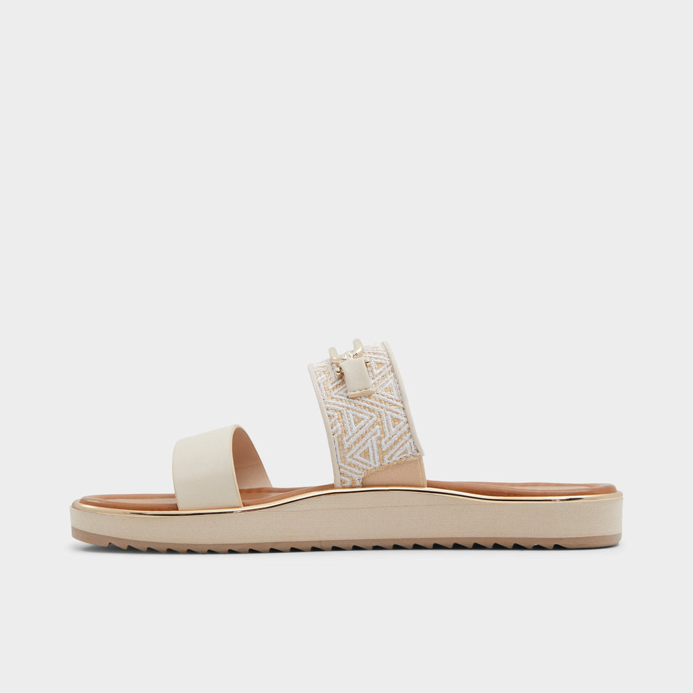 Other beige Lagoon Other Beige Synthetic Print Women's Footbed sandals - Slide sandal, Footbed sandal | Aldo