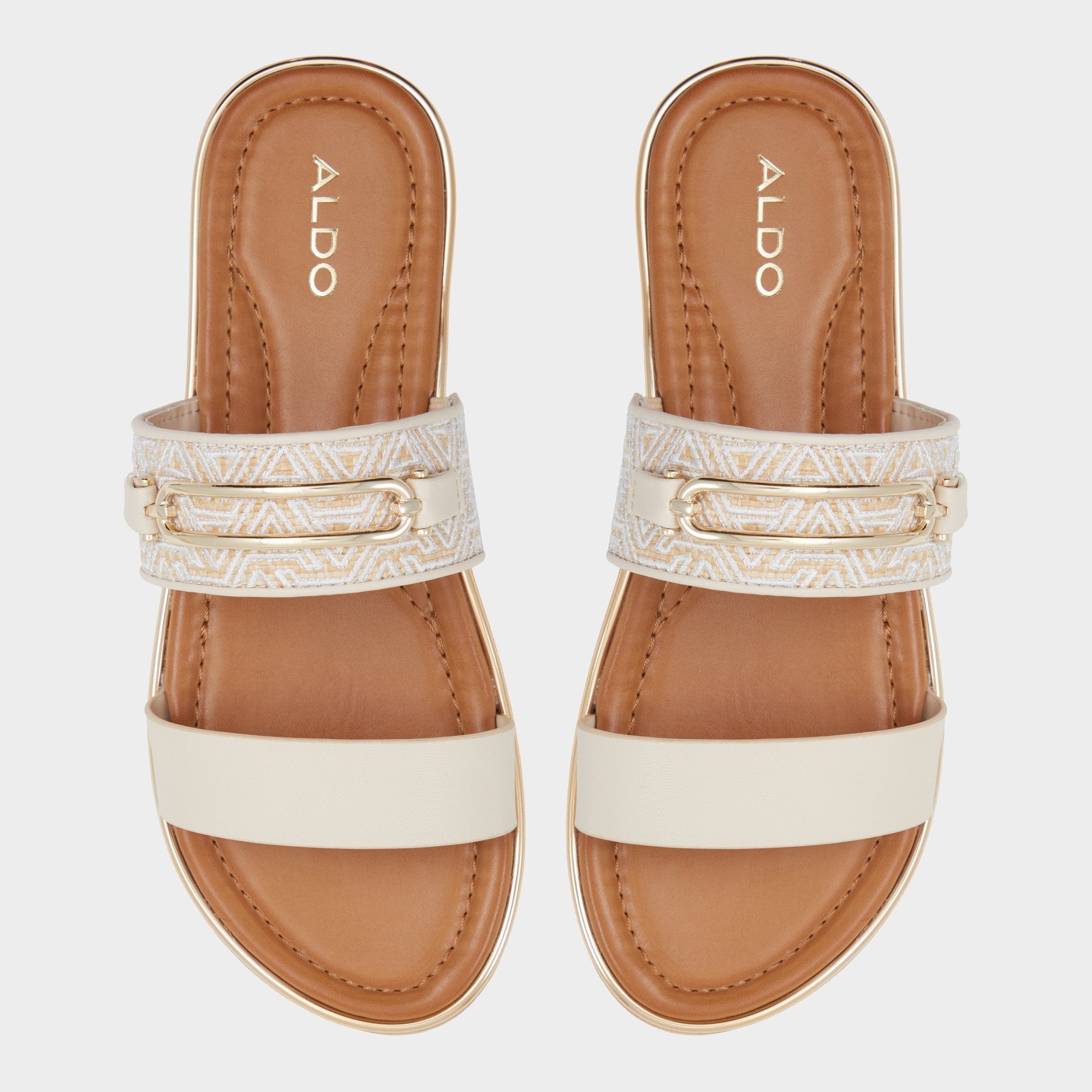 Other beige Lagoon Other Beige Synthetic Print Women's Footbed sandals - Slide sandal, Footbed sandal | Aldo