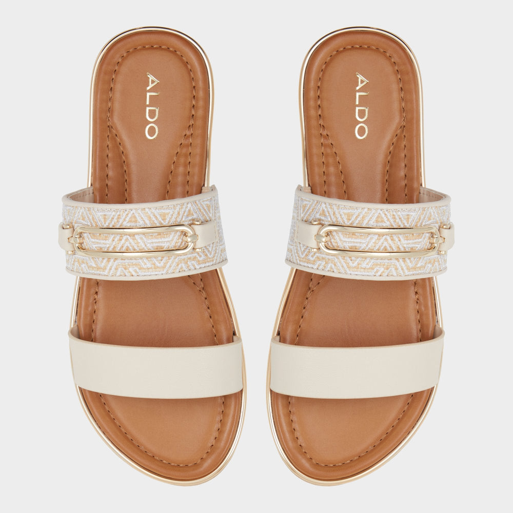 Other beige Lagoon Other Beige Synthetic Print Women's Footbed sandals - Slide sandal, Footbed sandal | Aldo