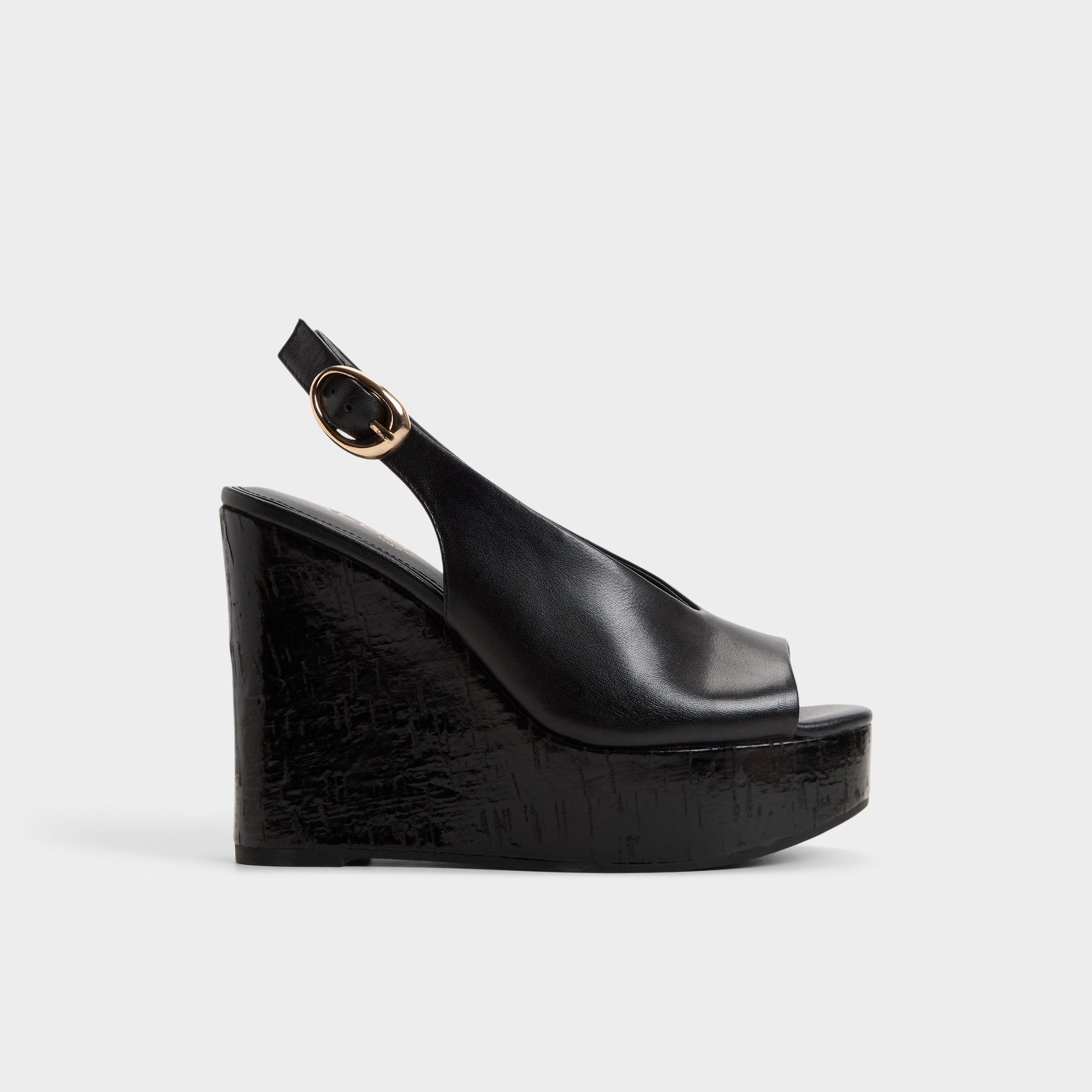Black Tatianah in Black - Sling back heeled sandal, Wedge heel | Aldo