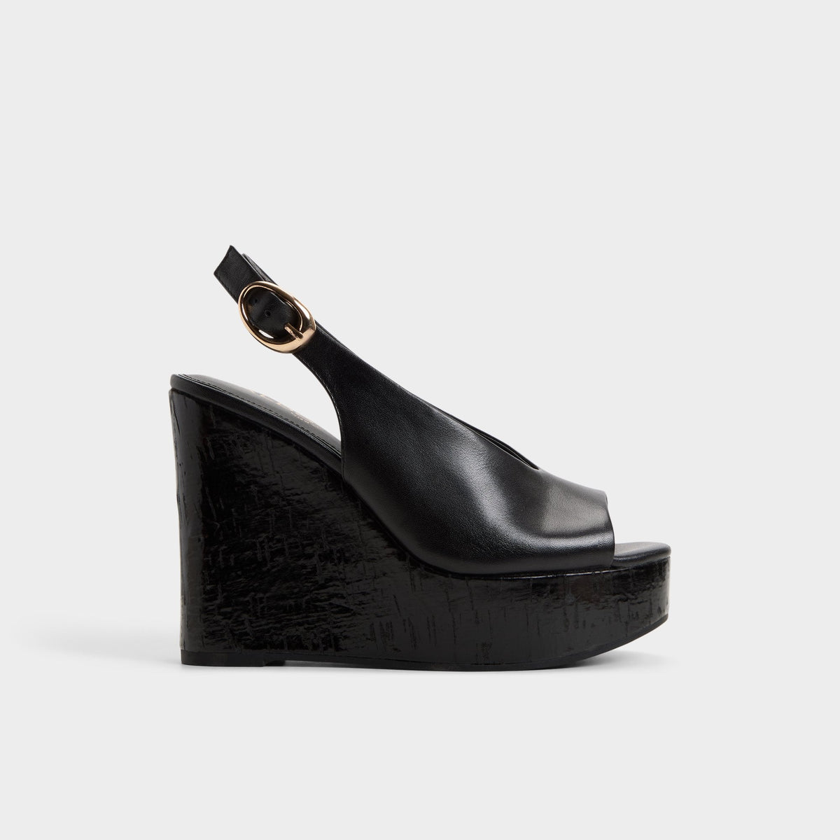 Black Tatianah in Black - Sling back heeled sandal, Wedge heel | Aldo