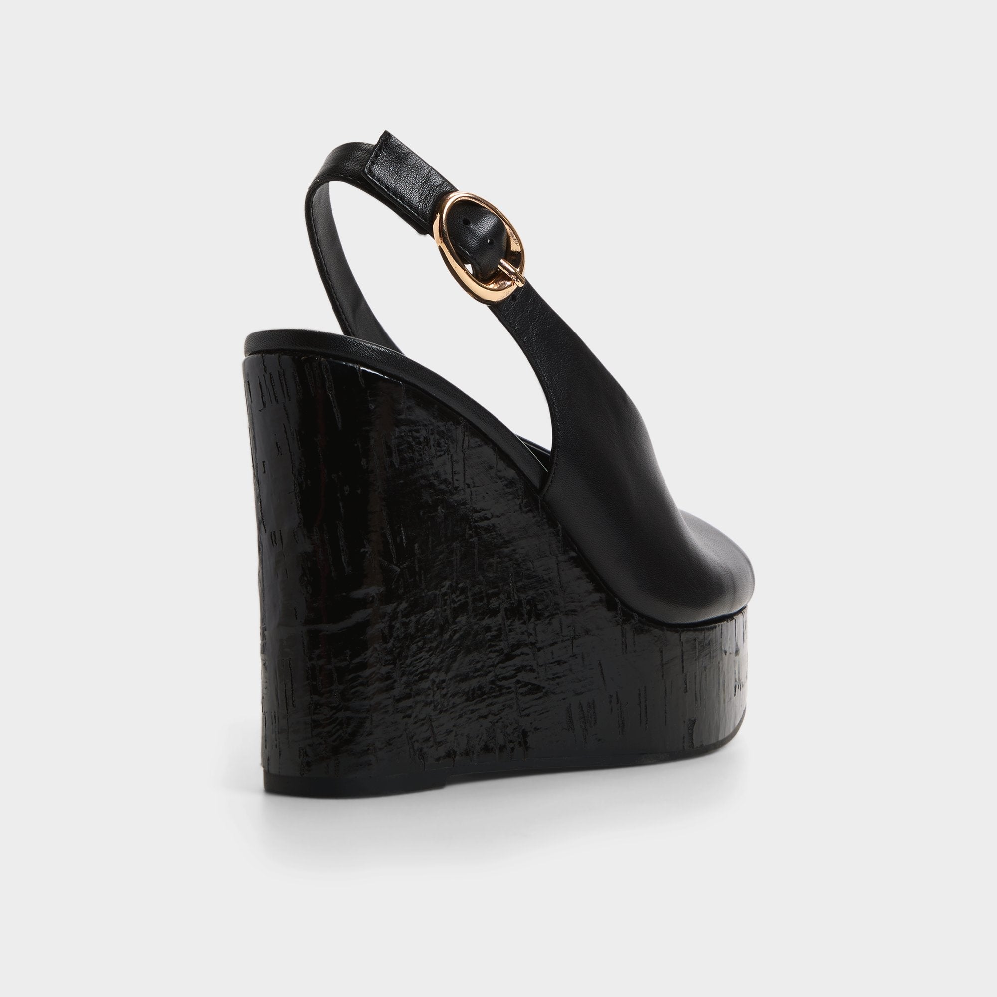 Black Tatianah in Black - Sling back heeled sandal, Wedge heel | Aldo