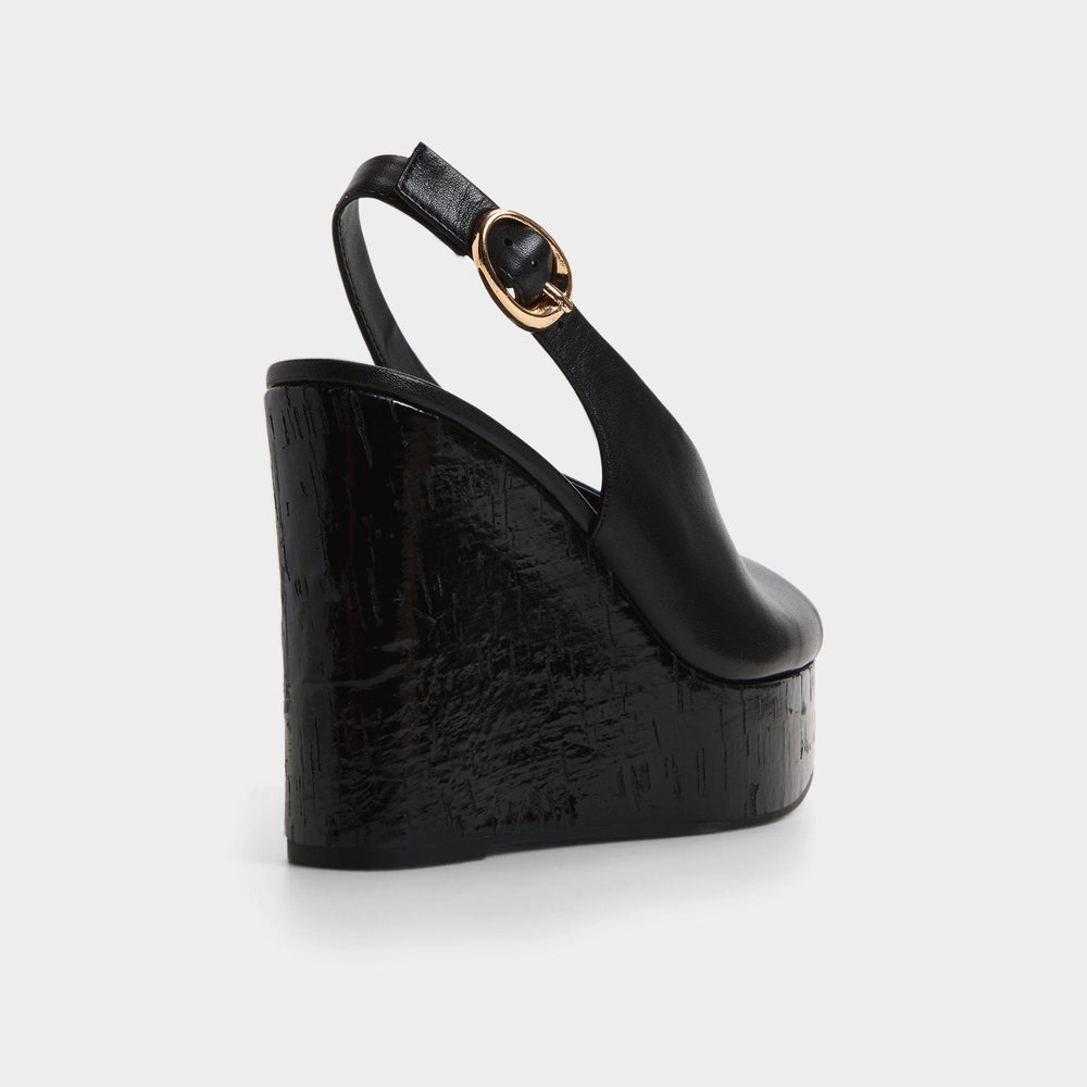 Black Tatianah in Black - Sling back heeled sandal, Wedge heel | Aldo
