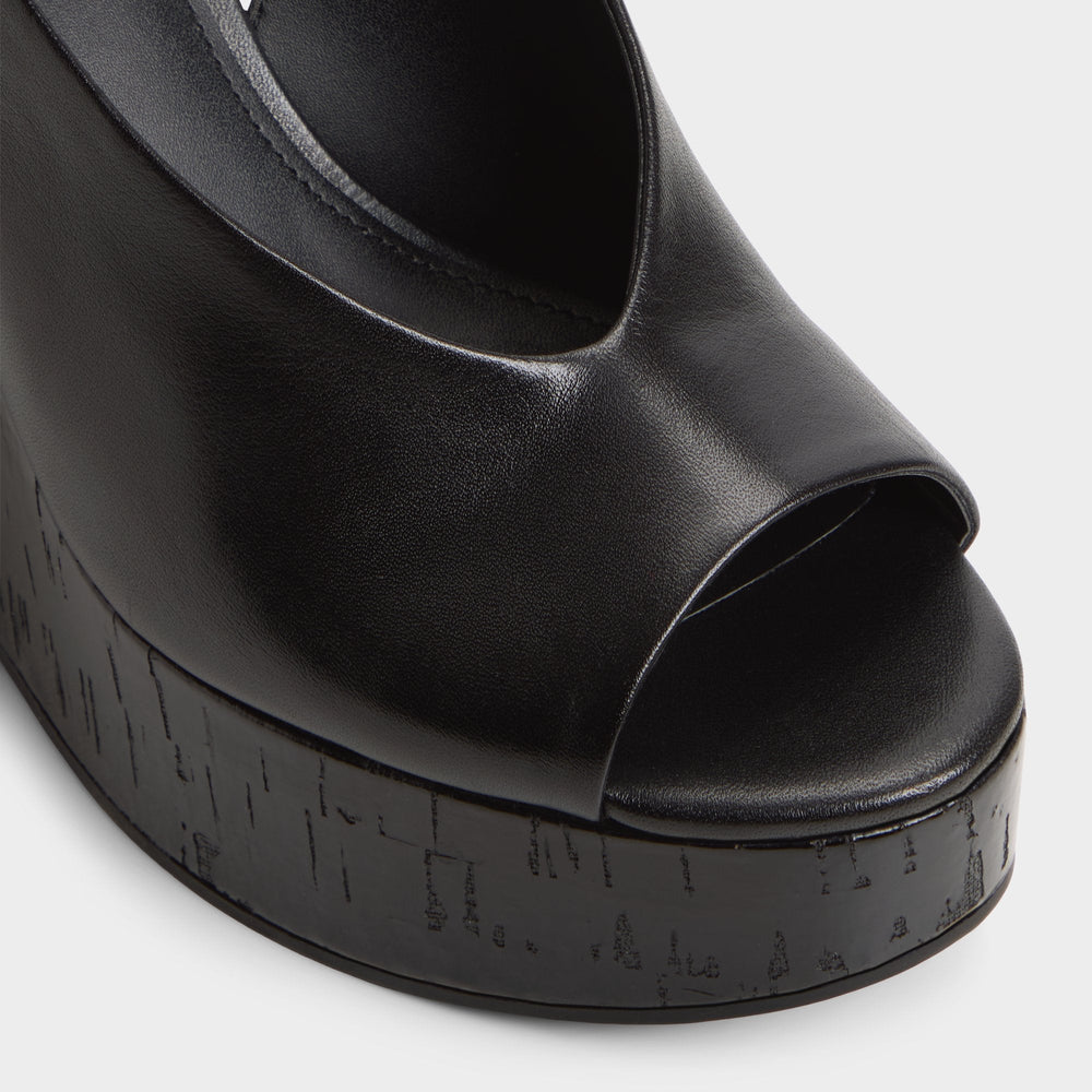 Black Tatianah in Black - Sling back heeled sandal, Wedge heel | Aldo