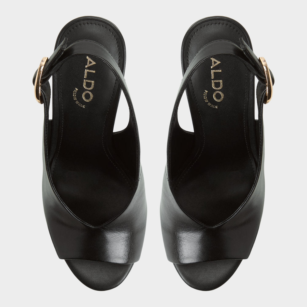 Black Tatianah in Black - Sling back heeled sandal, Wedge heel | Aldo