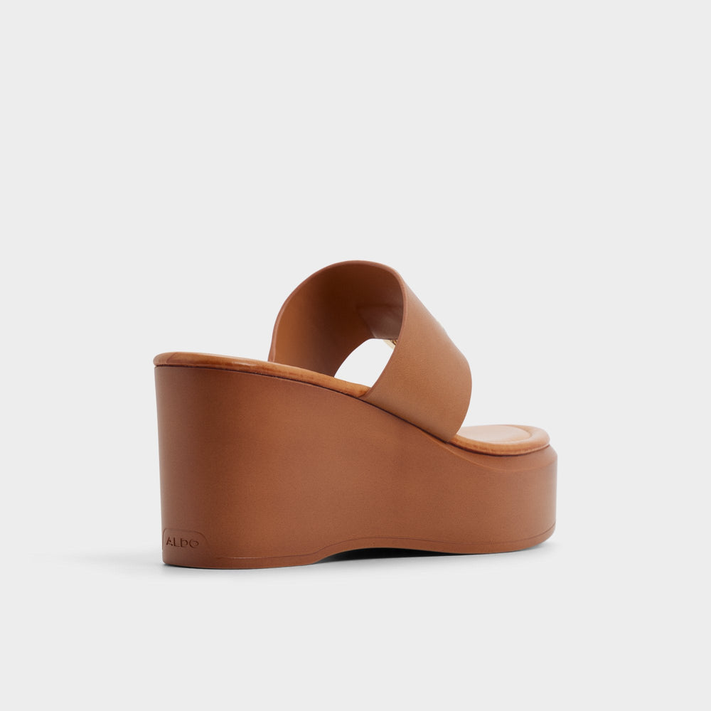 Medium brown Friegan in Medium Brown - Slide sandal, Wedge heel | Aldo
